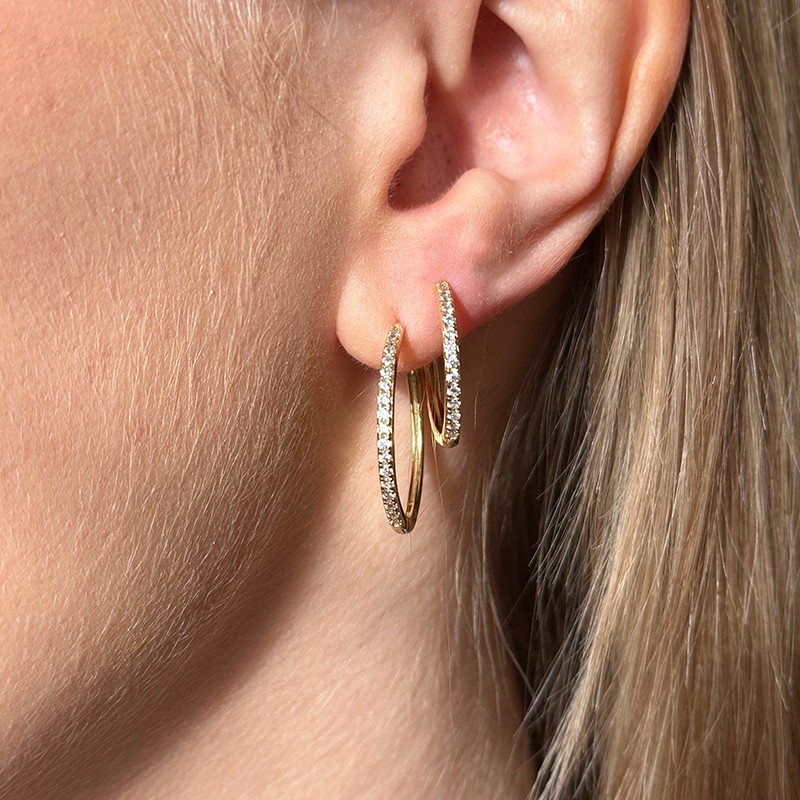 25 mm Tina Hoops i forgyldt m zirkonia ME-005-gp